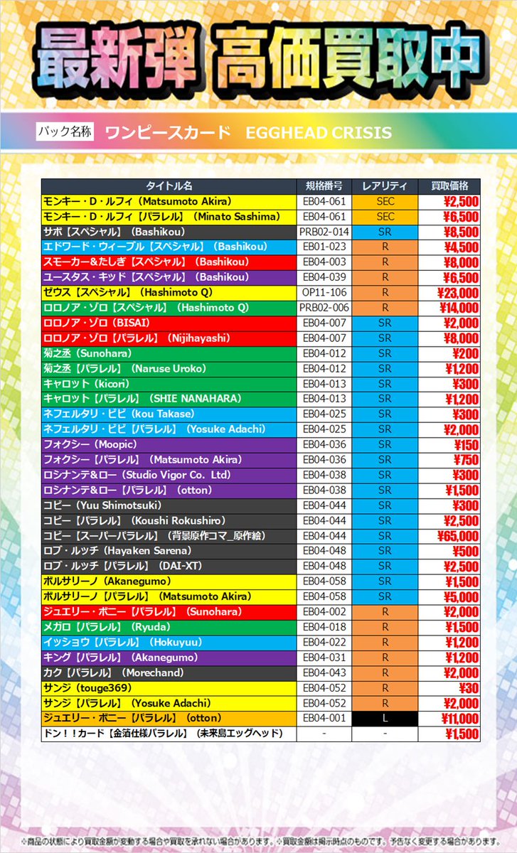 最新弾買取情報】 #ONEPIECEカードゲーム エクストラブースター