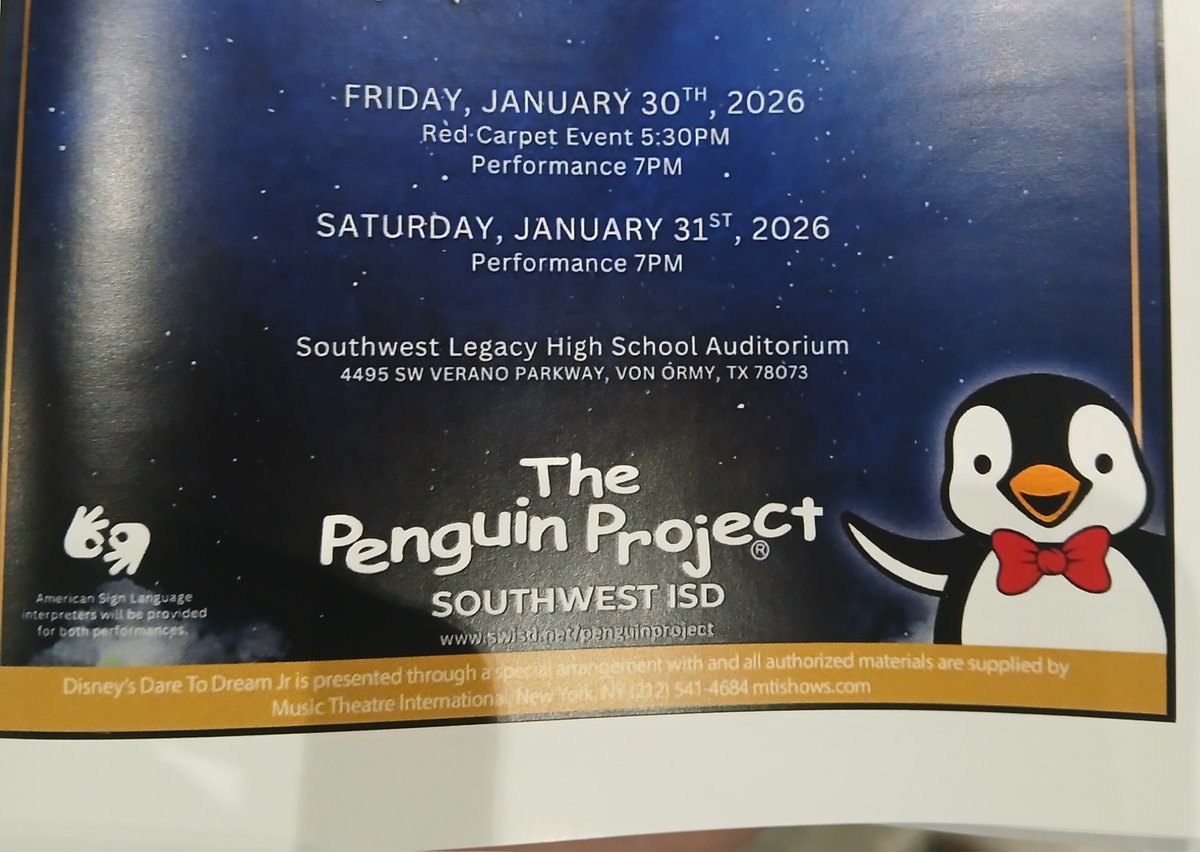 Count down to the Penguin Project  show.  Show time at 7:00.