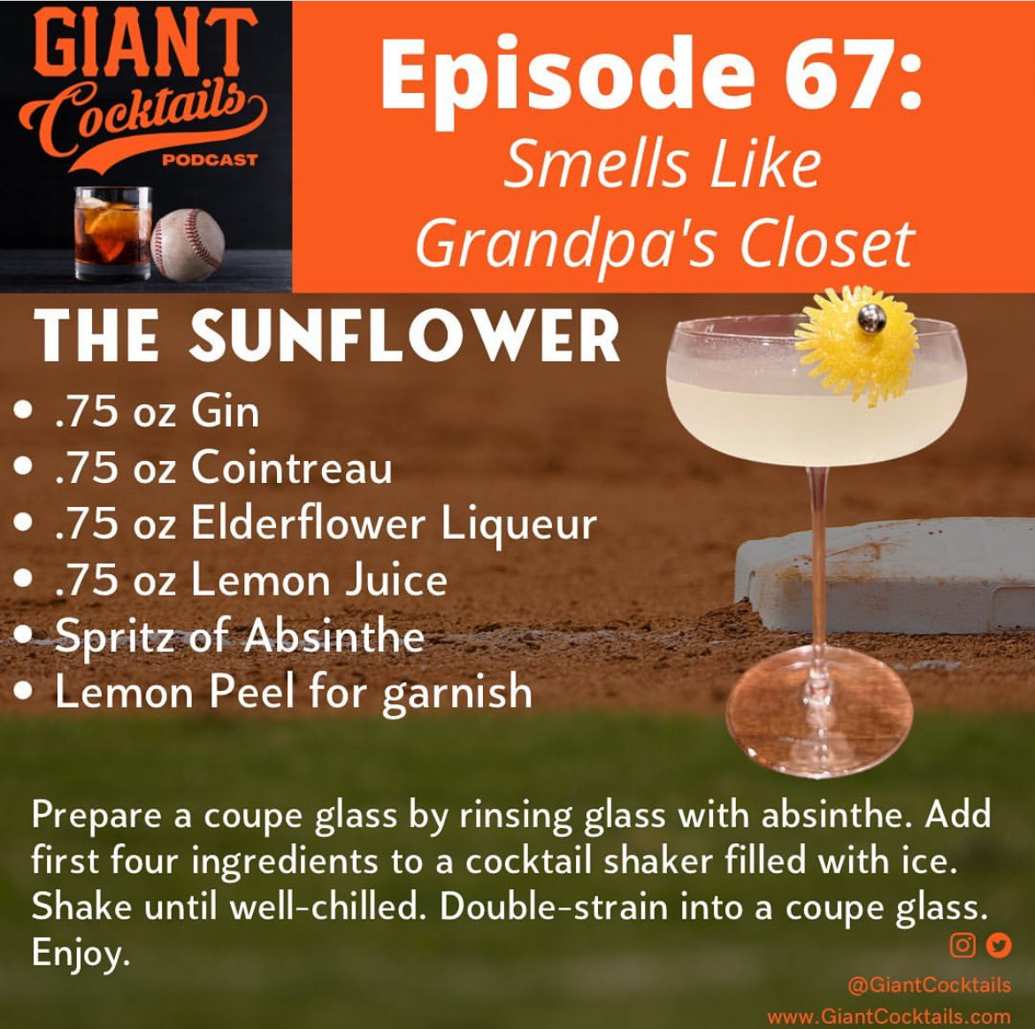ScottBaughmanSF's tweet photo. Happy Friday! Enjoying “The Sunflower” by @GiantCocktails Substituted the Elderflower Liquor with Velvet Falernum. Really good, not too sweet. Great interview with @PavlovicNBCS https://t.co/GeIJDBY3A6