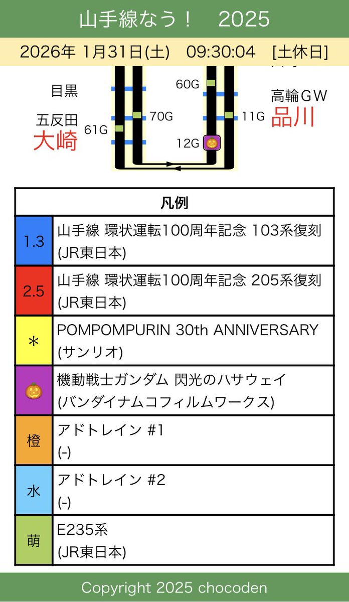 山手線さま専用 1/31(土) おはようございます。 本日の山手線ラッピング編成の運行です