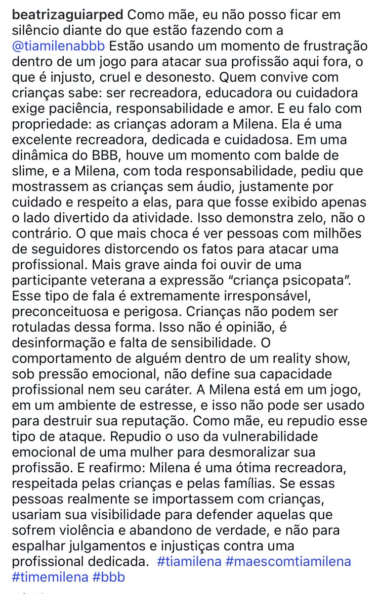 balwaysc1's tweet image. Aiii uma mãe veio em defesa da Tia Mi, ta la no insta dela que lindo 😭😭😭😭