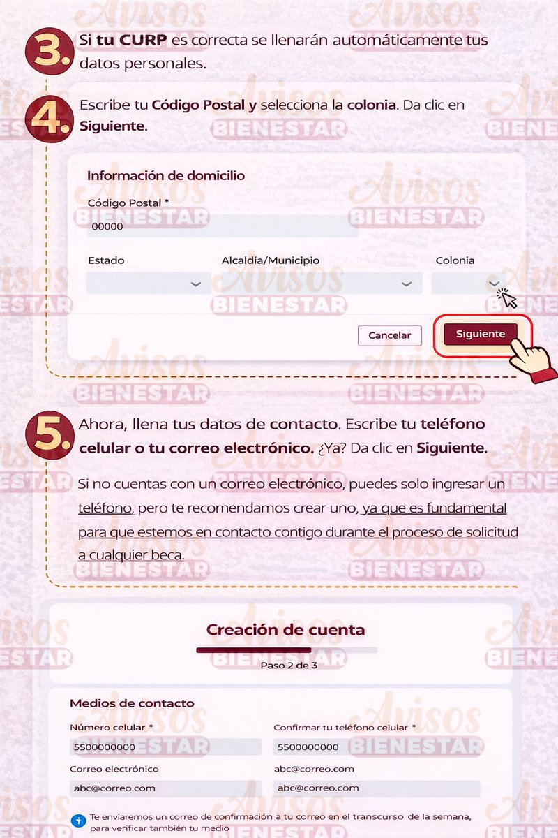 avisosbienestar's tweet image. ¿Aún no tienes tu Llave MX? 🔐
En este tutorial se explica, paso a paso, cómo crearla para facilitar tu registro a las Becas para el Bienestar y a la Beca “Rita Cetina”.
Ten a la mano tu CURP, teléfono o correo y sigue las indicaciones de la imagen. 💻

#LlaveMX #BecasBienestar