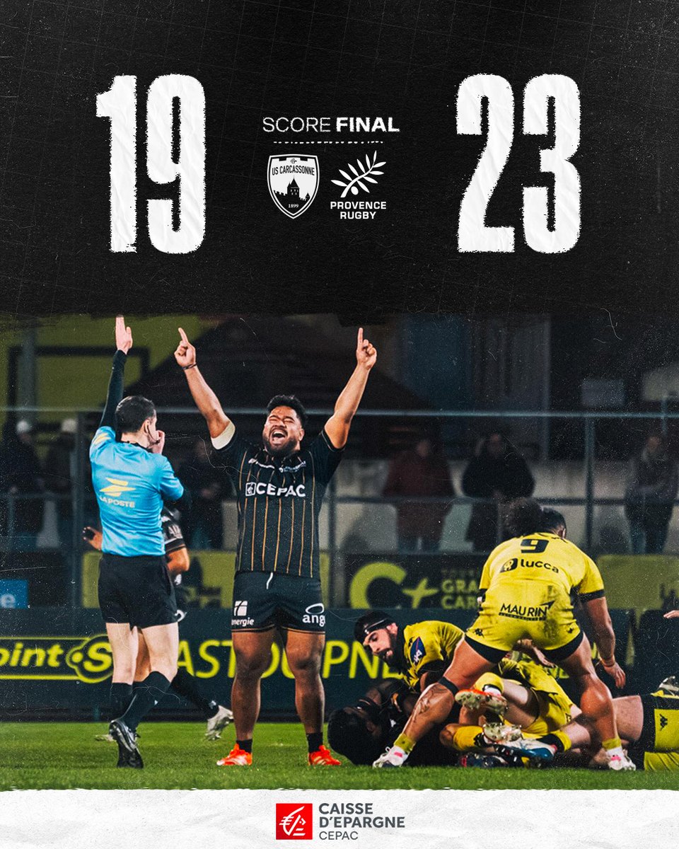 ProvenceRugby's tweet photo. 🔴 𝗦𝗖𝗢𝗥𝗘 𝗙𝗜𝗡𝗔𝗟 🤝| Terminé à Carcassonne et nouvelle victoire pour les Noirs ! https://t.co/zeqmz3Y9WH