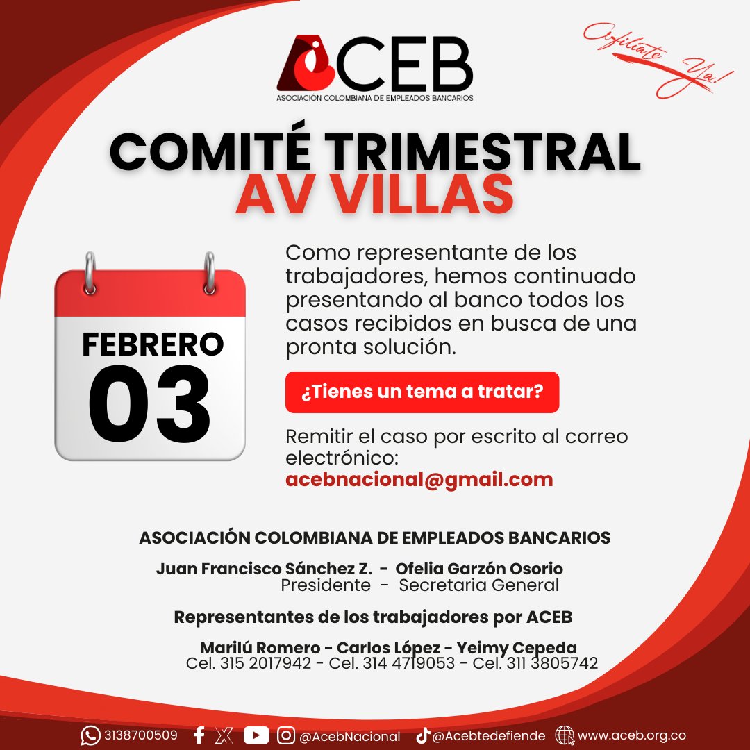Comité Trimestral | Av Villas
📅03 de febrero
¡ACEB siempre presente!