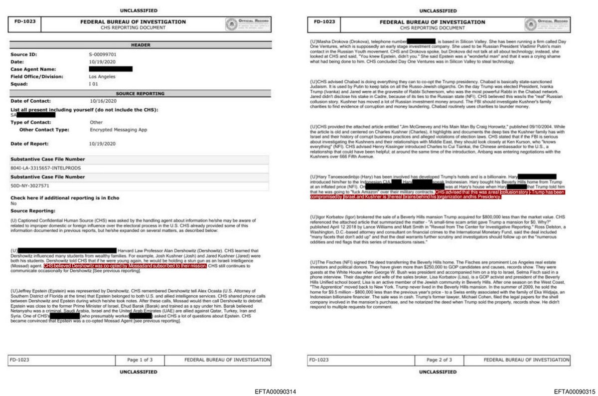 MarioNawfal's tweet photo. 🚨🇺🇸🇮🇱 EPSTEIN FILES: FBI CITES TIP THAT "TRUMP IS COMPROMISED BY ISRAEL."

A confidential source reports Indonesian media mogul Harry Tanoesoedibjo (Trump hotel partner) said Trump is "compromised by Israel." 

To him, Kushner is the "real brains behind his organization and his Presidency."

Also claims Harry bought Trump's Beverly Hills home at an inflated price, and introduced someone to "Indonesian CIA."

Source: DOJ Epstein files batch (Jan 30, 2026)