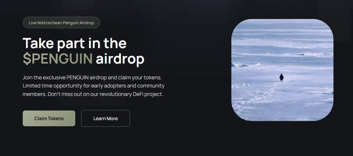 decyndra's tweet photo. BREAKING: $PENGUIN AIRDROP RELEASED!     

Community holders only — no exceptions.

First come, first served — claim before it’s over!
https://t.co/3YKOHkRLcQ https://t.co/dk2EvfuQjo