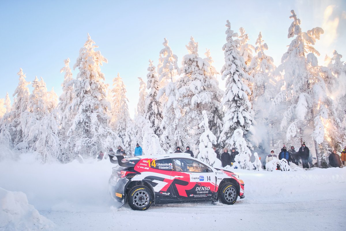 TGR_WRC_NextGen's tweet image. Day one done in the Arctic 🥶✅ 

Jaspar runs P6 in SM1 while Rio leads the way in SM2 👏 Great kilometres gained for all six crews with even more to come 🙌

#ToyotaGAZOORacing #ChallengeProgram #ArcticRally