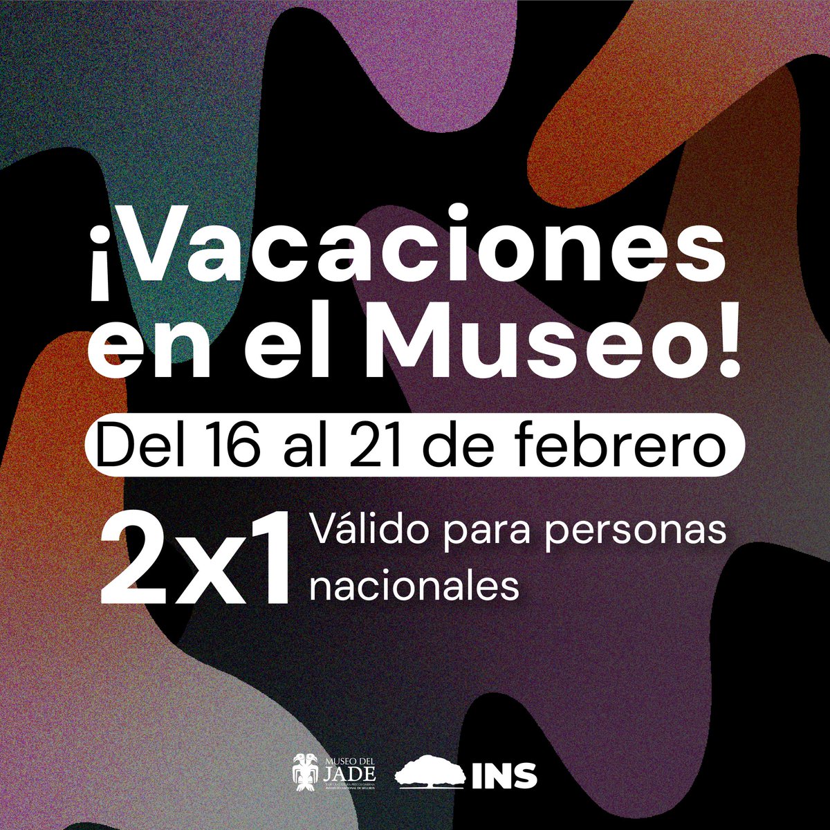 🌞 ¡Vacaciones en el Museo!
Del 16 al 21 de febrero, disfrutá nuestra promo 2x1 en la tarifa regular de adultos.

📍 Aplica para nacionales y residentes, compra directa en la boletería física.

Vení y descubrí la historia que nos une, ¡compartila con alguien especial!