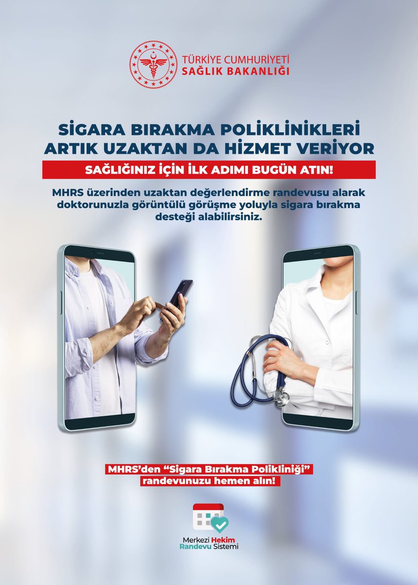 🌿 Sağlıklı bir nefes, dumansız bir gelecek mümkün!

Çevrim İçi Sigara Bırakma Polikliniği ile uzman desteğine
📍 bulunduğunuz yerden,
📱 ücretsiz ve güvenli şekilde ulaşabilirsiniz.

🚭 Kendiniz ve sevdikleriniz için
sigarasız bir hayata bugün adım atın.

🇹🇷 Sağlıklı Türkiye