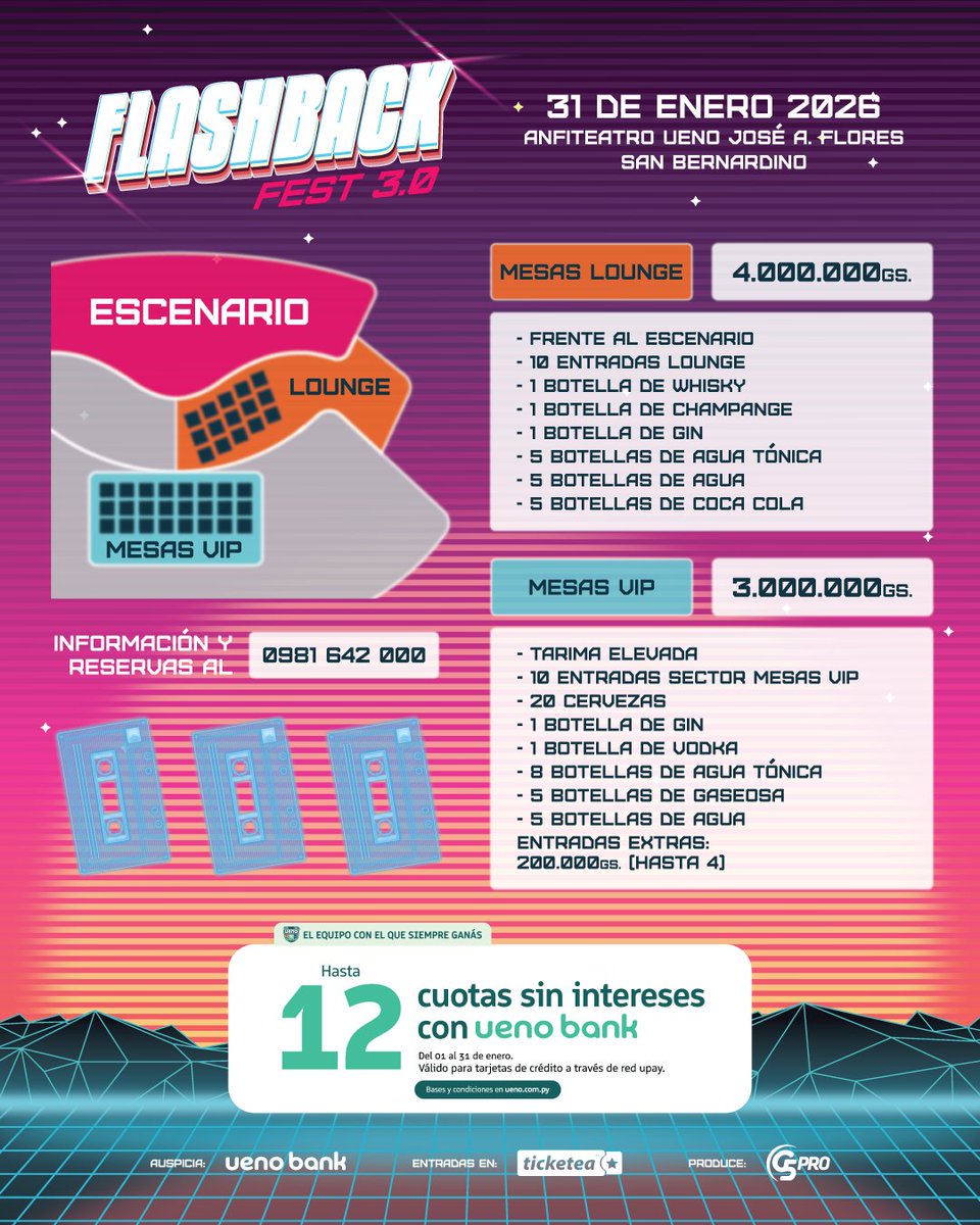 🔥ÚLTIMAS MESAS para FLASHBACK🔥

No te quedes sin difrutar de una NOCHE IMPRE en el ANFI mañana y comprá tu MESA AHORA al wa.me/595981642000‼️