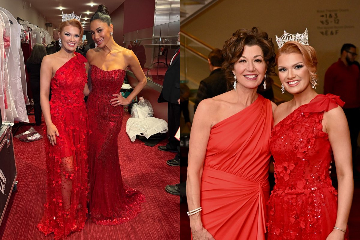 MissAmerica's tweet photo. About last night… 💃🏼
Miss America 2026 Cassie Donegan at the American Heart Association’s Red Dress Collection Concert. 
#MissAmerica #RedDressCollection #AmericanIcon #GoRedForWomen

Thank you @style_byjordan & @lorilevineftv
Red Carpet: Alexander Collection
Runway: Romey Roe
Shoes: Jeffrey Campbell