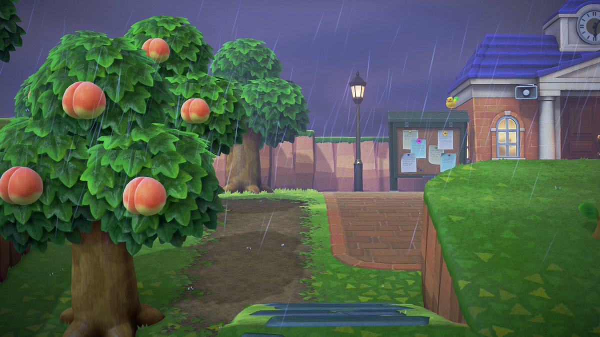 _enylem's tweet image. chill night on ACNH, 🐸🌧️