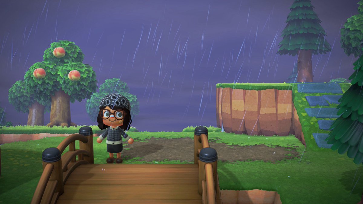 _enylem's tweet image. chill night on ACNH, 🐸🌧️