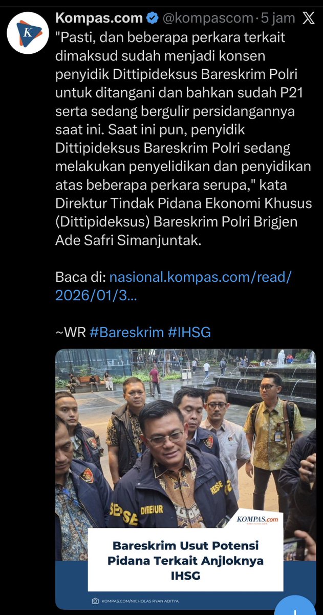 𝗣𝗲𝘀𝘁𝗮 𝗚𝗼𝗿𝗲𝗻𝗴𝗮𝗻 𝗱𝗶 𝗔𝘁𝗮𝘀 𝗞𝘂𝗯𝘂𝗿𝗮𝗻 𝗥𝗶𝘁𝗲𝗹.

Purbaya mesem-mesem aja ketika ditanya wartawan soal papan bursa “Semerah gincu Drakula”. Bukan merah mawar yg romantis, tapi merah darah segar. Pak Menkeu merasa kerjaannya sudah benar, mungkin yg larinya