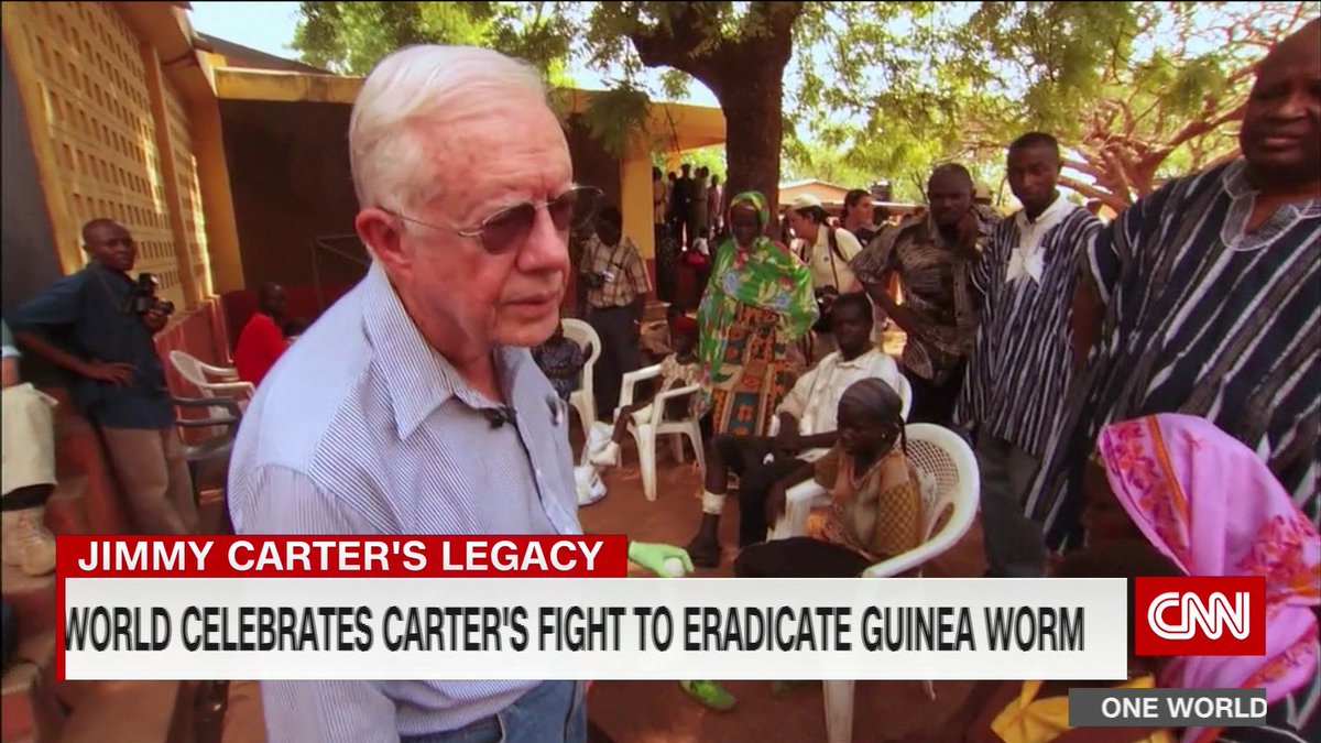 GREAT JOB JIMMY!

After leaving office, Jimmy Carter made the eradication of Guinea worm a personal mission. Back then some 3.5 million people suffered from a Worm disease after drinking tainted water. Today it was announced there are only 10 cases in the world

Your thoughts?