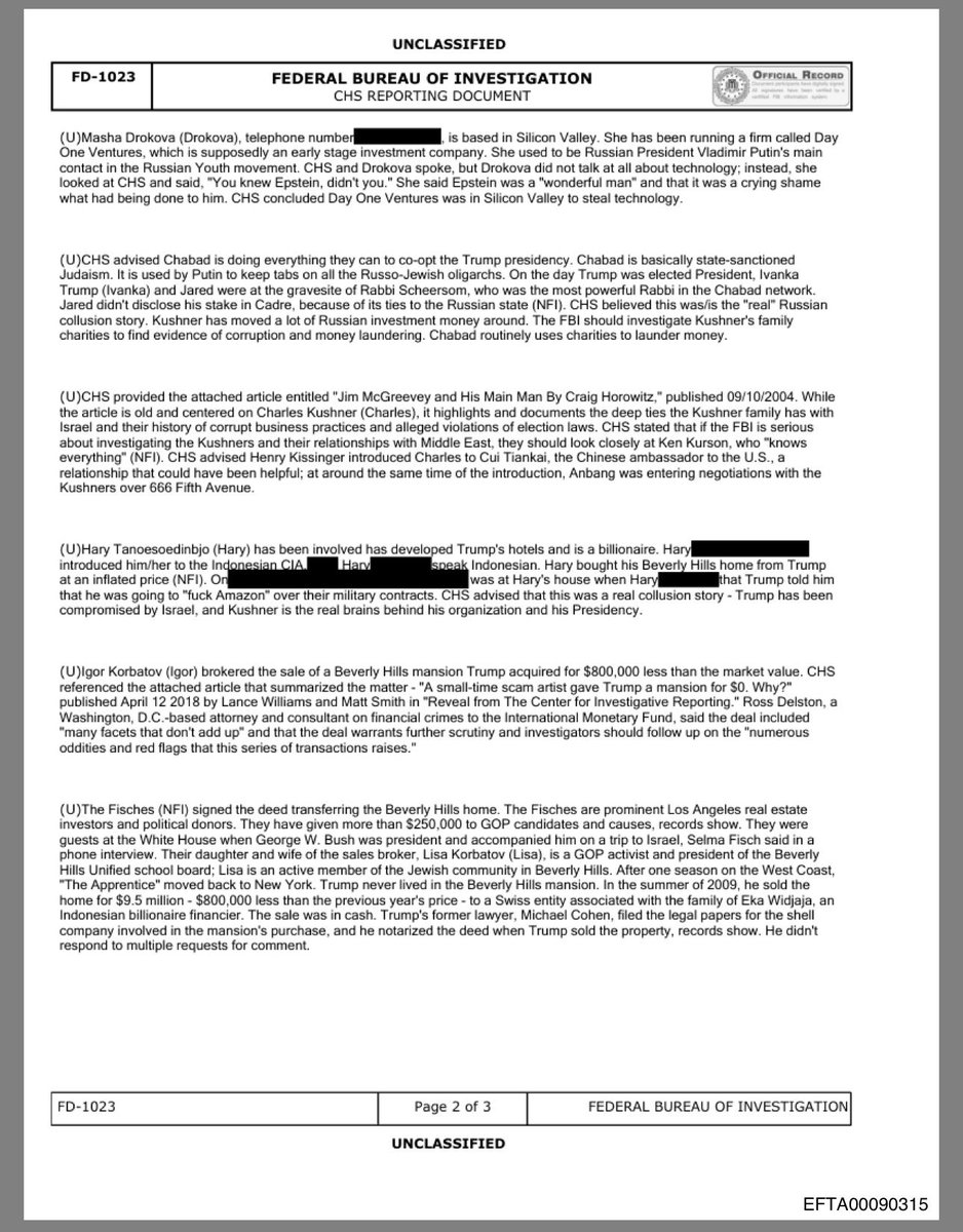 WarMonitors's tweet image. ⚡️#BREAKING An unclassified FBI CHS report claims that President Donald Trump was co-opted by Israel during his first term, with Jared Kushner effectively running the presidency.