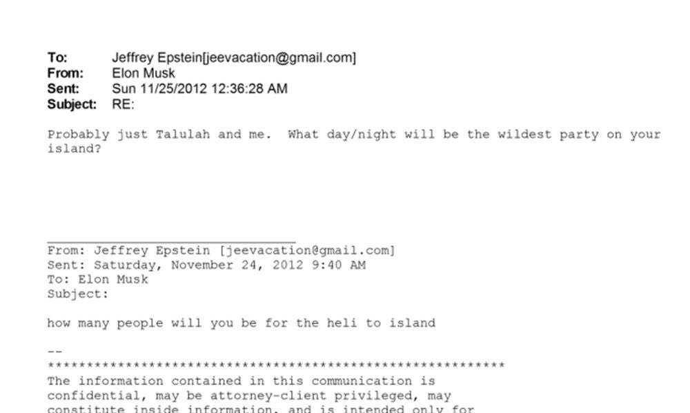 Elon Musk tells Epstein he wants to visit his island for the “wildest party”.