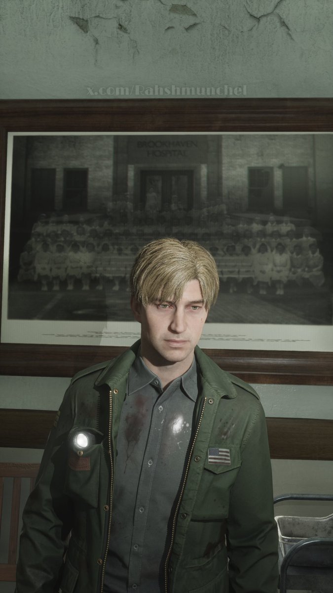 Rashmunchel's tweet photo. In Brookhaven's lobby there's a photo of the hospital staff, and Mary appears standing in the Director's spot after Maria starts feeling sick. Specifically she keeps appearing and disappearing as you progress the Director's office puzzle.
(There's also a chance this isn't Mary, but Maria pretending to be Mary just like before the final boss fight)
#silenthill #silenthill2 #silenthill2remake