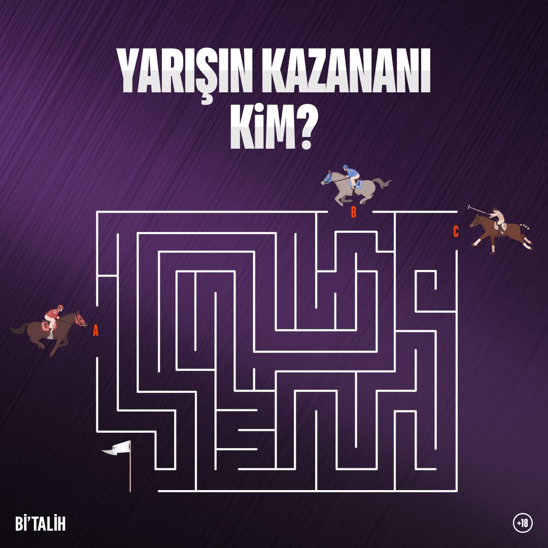 Yarışı kazanan safkanı bulabilir misin? 🧐

Not: Kampanyadan sadece doğru cevabı veren İLK 50 <a href="/geldibitalih/">Bitalih</a> takipçisi olan, daha önce en az 1 kere Bi’Talih üyeliğine para yatırma işlemi gerçekleştiren ve çekilebilir bakiye ile Bi’Talih’in sunduğu oyunlardan herhangi birine