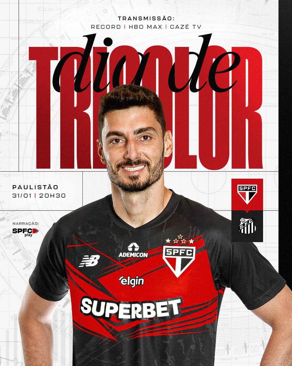 HOJE TEM CLÁSSICO NO MORUMBIS! É #DIADETRICOLOR!

⚽️ São Paulo x Santos
🏟️ MorumBIS
⏰ 20h30
🏆 Paulistão 

📺 Record, Cazé TV e HBO Max
🎙️ SPFC Play

🎟️ Ingressos: spfcticket.net

#VamosSãoPaulo 🇾🇪