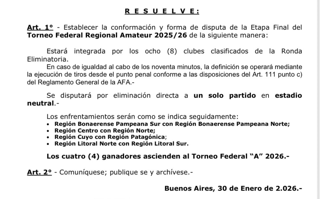 diegoepais's tweet image. Oficial 💣

Así son las finales del Regional Amateur. Los 4 ganadores jugarán el Federal A 2026 

@InteriorFut