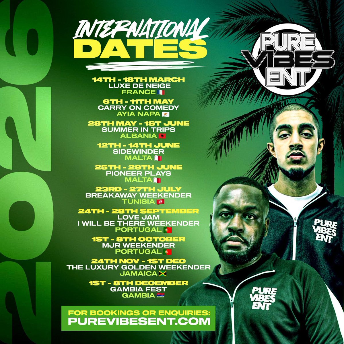 PureVibesEnt's tweet image. Pure Vibes Ent - Confirmed International Dates For 2026 🅿️🔊🔥🇬🇧 ✈️🌏 

For More Bookings: purevibesent@gmail.com

#WorldSound #International #Travelling