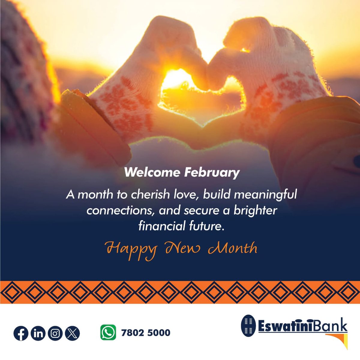 Hello, February! ❤ The month of love is here, filled with new opportunities, fresh beginnings, and endless possibilities. Let’s make it amazing! #EswatiniBank #LibhangeLesive #Belong #Tivele_Usekhaya #HappyNewMonth #MonthOfLove #HelloFebruary #NewMonthGoals