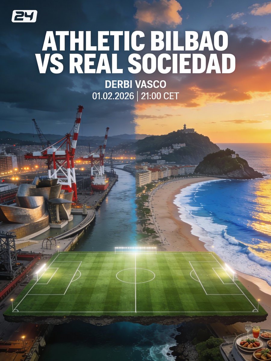 Futbol24com's tweet image. Fierce rivalry: 50 all-time meetings - Athletic 20W, La Real 18W
Last meeting: Real Sociedad won 3-2
Los Txuri-Urdin won 3-1 vs Celta last time
Historic derby dating back to 1909

Who claims bragging rights in Euskal Herria? 🔥
#LaLiga #BasqueDerby #AthleticBilbao #RealSociedad