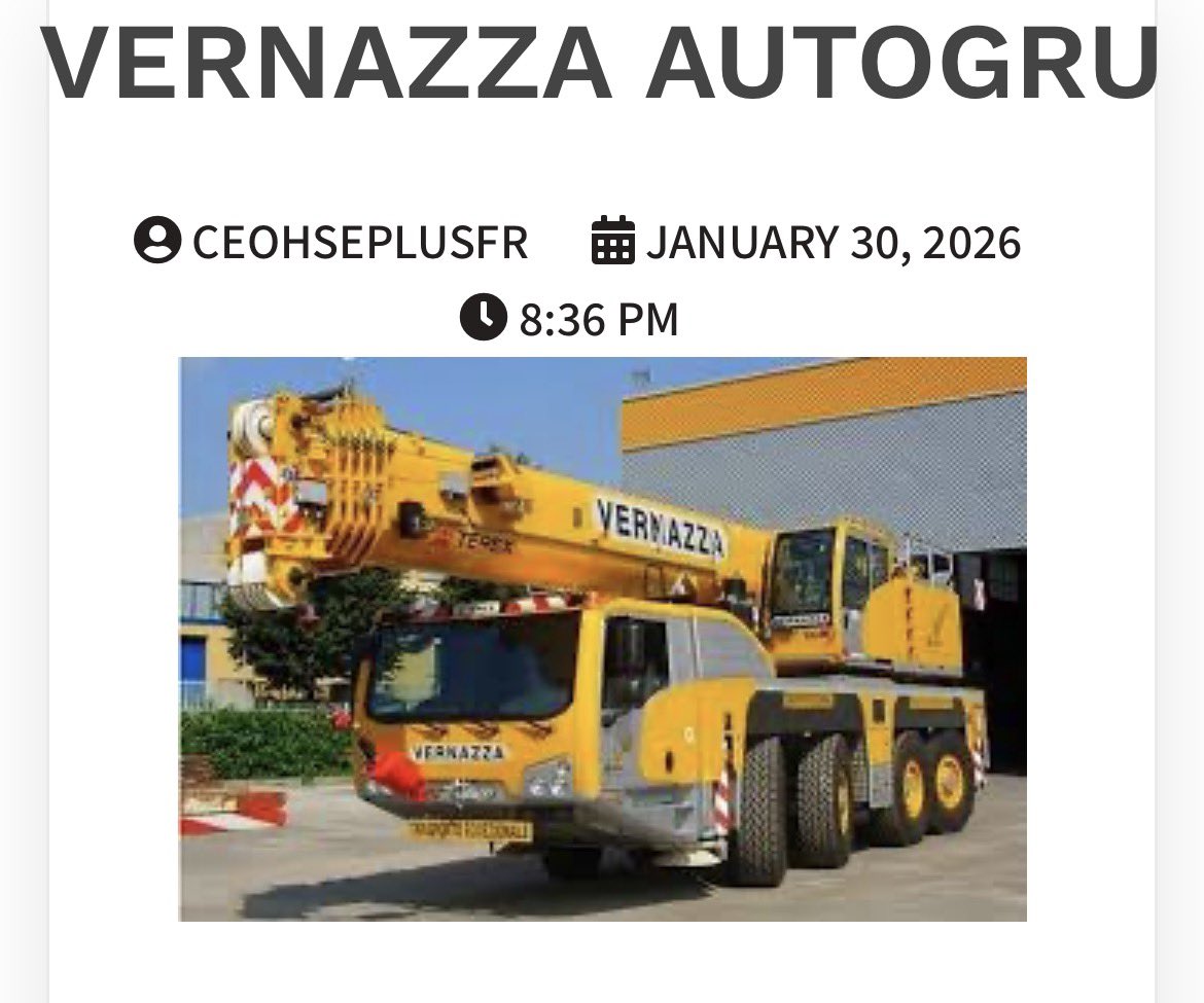 #HSE⛑️ #BSC #BEP20 
#Industry #lifting #levage #grue #crane 
Enregistrement blockchain de Vernazzaautogru #Vernazzaaitogru 

hseplus.fr/2026/01/30/ver…