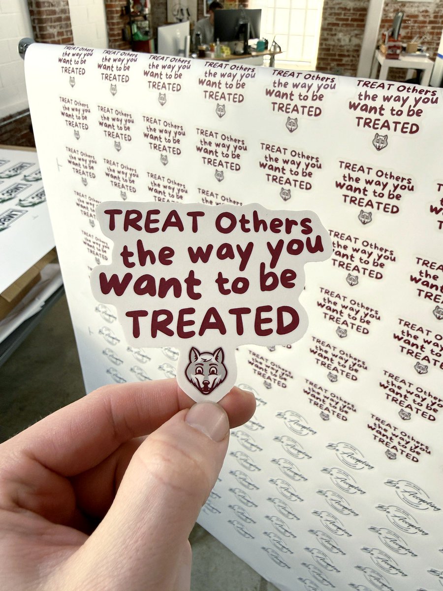 WristbandBros's tweet image. Great motto and a fantastic sticker. 🐾 #ExpressWhatMatters #WristbandBros #sticker #diecut #bekind #respect #merch #quote #motto