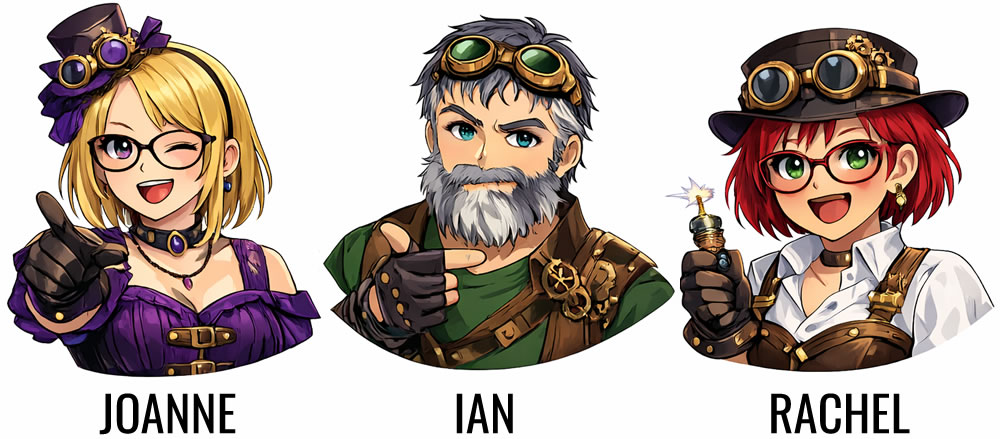 I've finally settled on these three avatars for use on my blog, advice articles, and the shop. I love them.