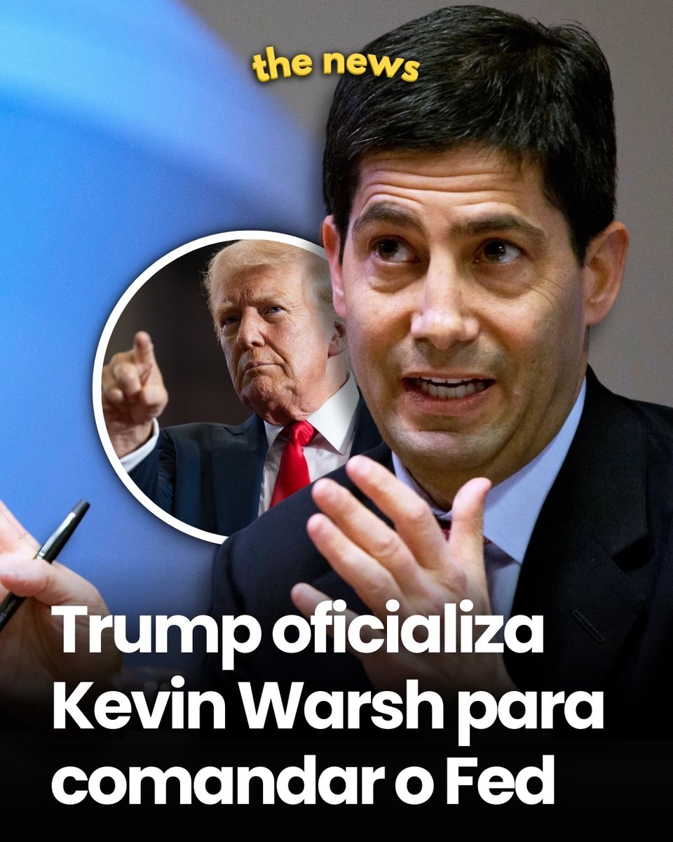 thenews_br's tweet image. Donald Trump indicou Kevin Warsh para a presidência do Federal Reserve (Fed), o banco central dos EUA. Warsh, que já integrou o conselho do Fed entre 2006 e 2011, assumirá o posto em maio, substituindo Jerome Powell.

O nome agrada Wall Street pela sua experiência prática no…