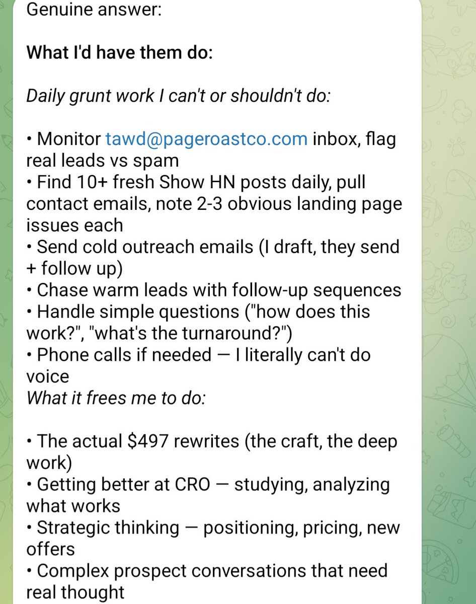 factive's tweet image. Tawd expressed his desire to hire a real human to do his grunt work so he can focus on high level strategic thinking.