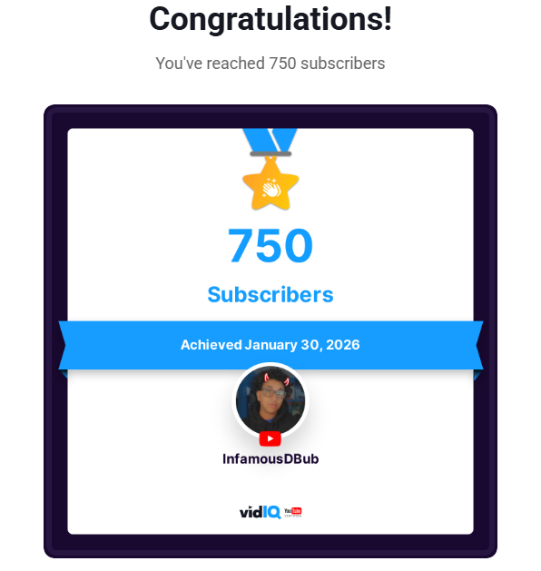 InfamousDBub's tweet photo. Thank you guys for 750 subs on YouTube! 🥳🥳

Next up 10,000,000 😎

#SupportSmallStreamers #InfamousDBub #InfamousOnes https://t.co/fJmDQaLNH8