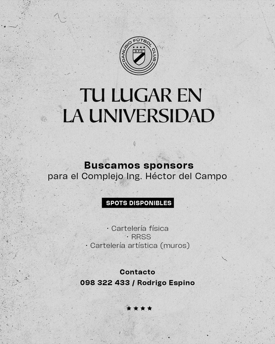 Estamos buscando sponsor para el complejo y para poder darle todo a juveniles la realidad del club todos la sabemos ! Cualquier interesado o con dar rt ya ayudan vamos el club