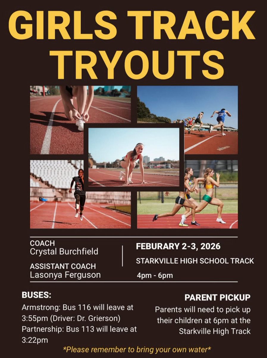 The Starkville track and field team has announced dates for tryouts!

#JacketSting