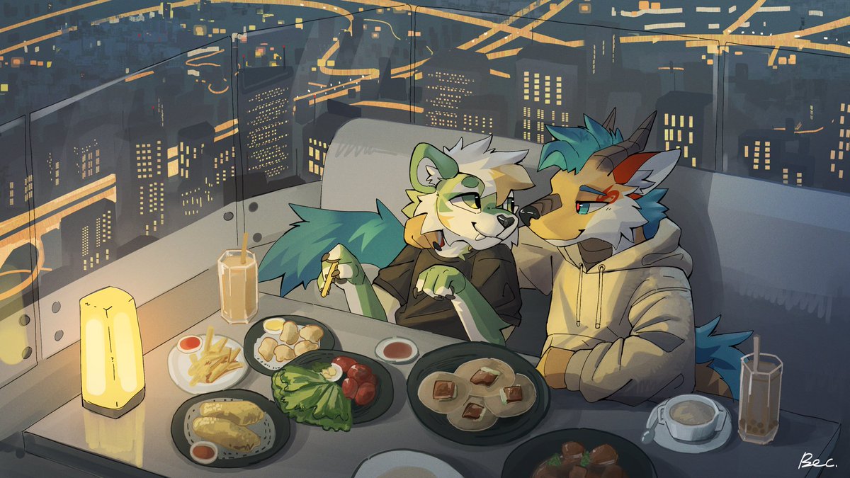 Happy 1 year anniversary silly! i love you so much 🧡💚 <a href="/_sleepysaber/">jay 🇹🇭 🔜 TT, LVFC</a> 

🎨: <a href="/Beckowaffle/">🌈Beckowulfie</a>