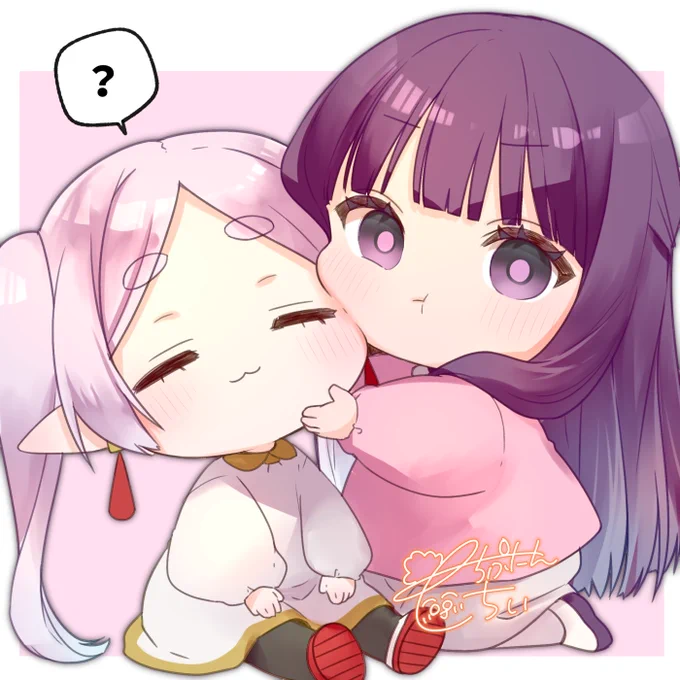 ちっちゃいフェルンとフリーレン様 ほっぺたもっちもっち (再掲)