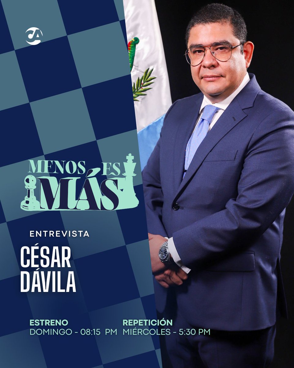 📡 No se pierda mañana por la noche, a las 8:15 p. m., una nueva entrega de “Menos es Más” junto a Eddy Cano.

✍ En esta oportunidad nos acompañará: César Roberto Dávila, diputado Independiente al Congreso de la República de Guatemala y expresidente de la Comisión de Relaciones