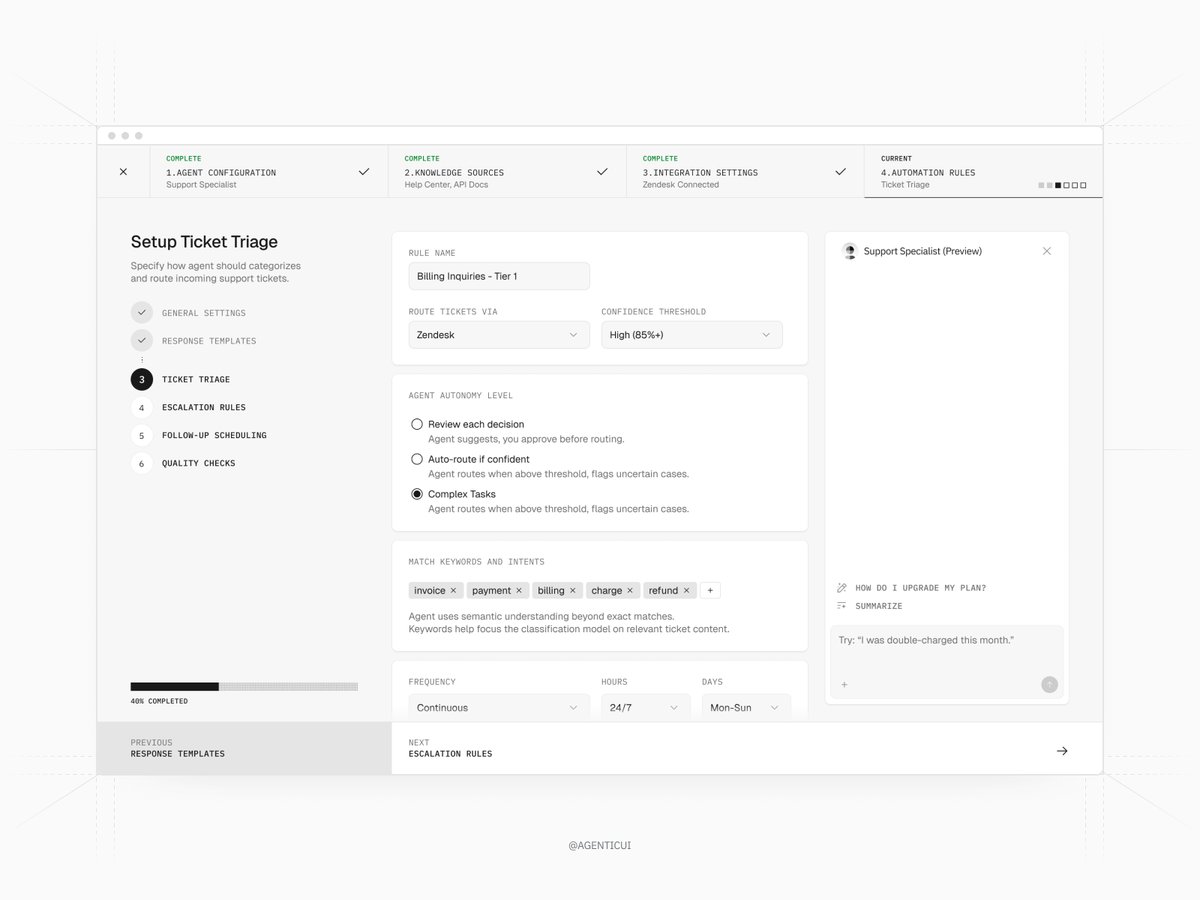 Multi-step intake flow template ⚫.  

w/<a href="/AgenticUi/">Agentic Design System</a>