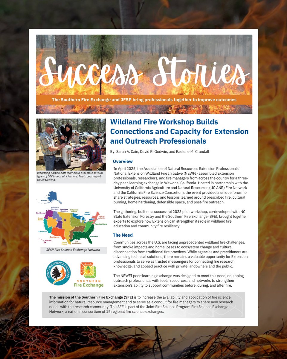 FireScienceGOV's tweet image. SUCCESS STORY: @sefirescience contributed to a national, peer-learning exchange by presenting on the ways they currently bridge the gap between fire science and natural resource management. Read the story below:
southernfireexchange.org/wp-content/upl…

#firescience #firesuccess #wildlandfire