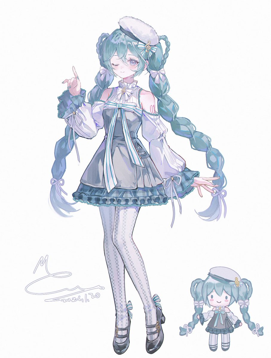 🎀 🩵 🎀  淡葱色少女 🎀 🩵 🎀
在睡不着的夜晚
希望能给你带来笑容
继续绘制miku中 ！感谢喜欢
#初音ミク