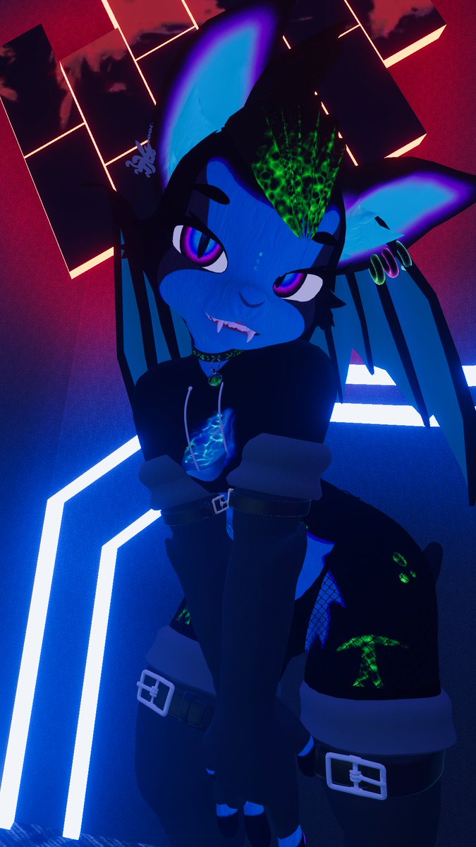 Elo_The_Hobkin's tweet photo. Care too join me in the neon lights? ;3 #vrchat #nimbat #elo_the_hobkin https://t.co/9OleVdu6jK