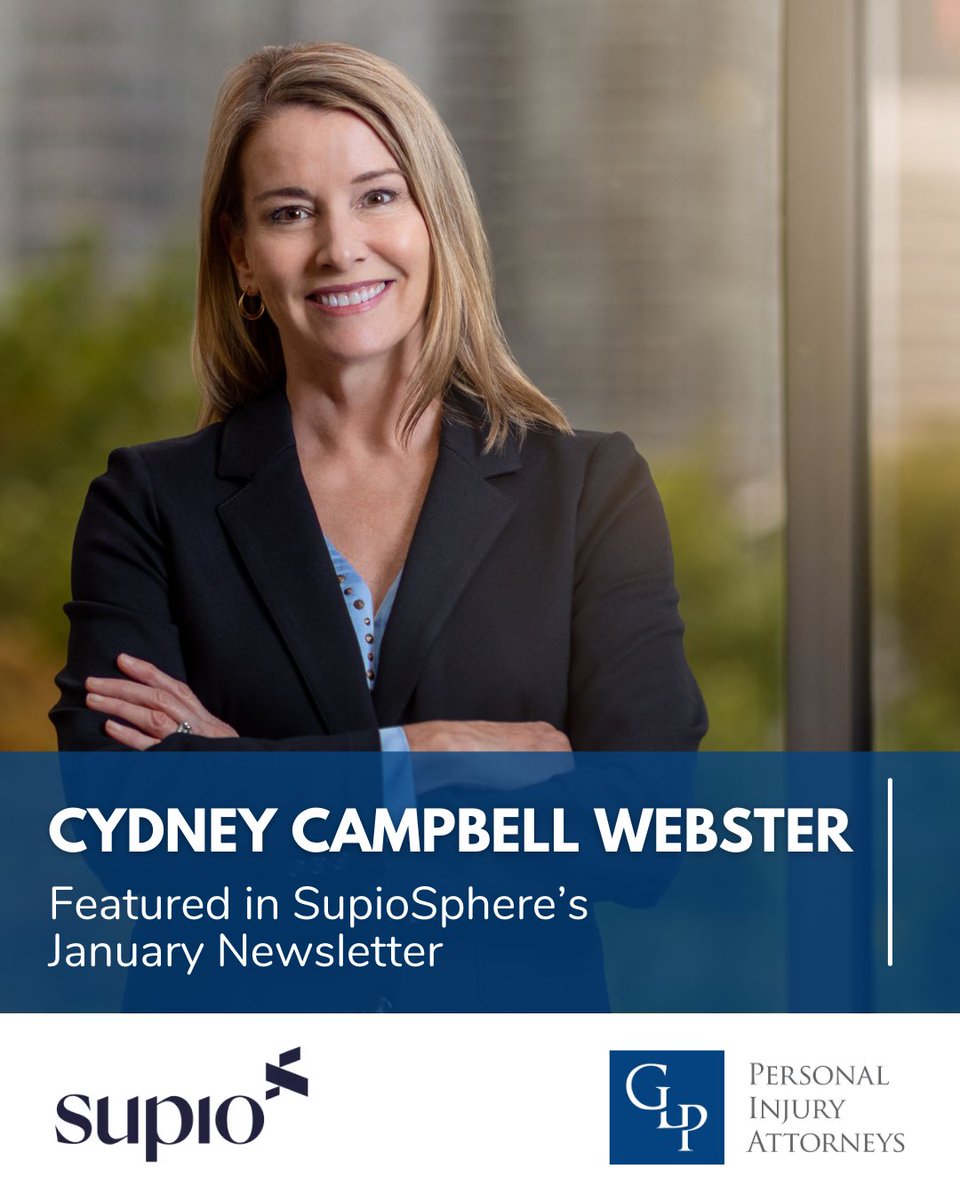 Cydney Campbell Webster, Shareholder at GLP Attorneys, was recently featured in SupioSphere’s January Newsletter, in the feature “From Case Complexity to Competitive Edge: How Cydney Webster Uses Supio to Move Faster.” 

Read more: glpattorneys.com/news/cydney-ca…
