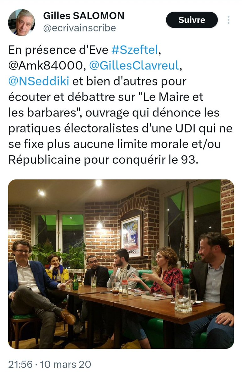 AneriesPR's tweet photo. [Printanistes et relais dans la presse]

1. Photo rare (2020) : Gilles Clavreul et la future cheftaine de #Marianne Eve Szeftel, sous l'œil attentif de Amine El-Khatmi alors président du Printemps "républicain"
✌🐧
#PréfetDesTrolls #AMKbot
#EveLesGrosSabots https://t.co/Sccdzvn8bb