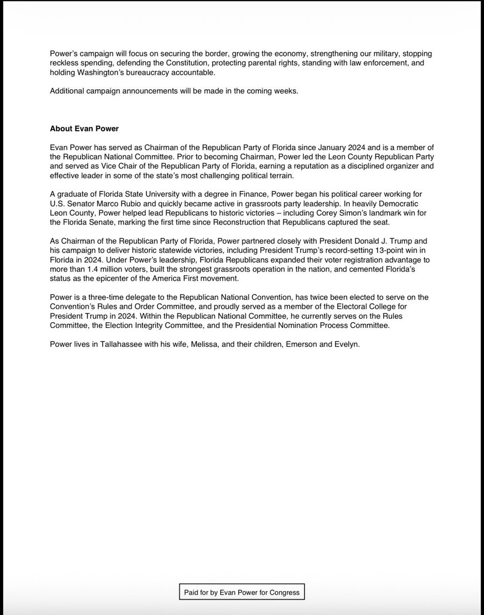 Evan Power for Congress (FL-2) tweet media