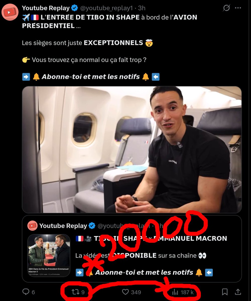 🚨⚠️Le tweet ci-dessous a déjà fait... 187.000 vues avec seulement... 9 reposts.

Soit 1.000 fois plus que le taux cible d'environ 1 pour 20 appliqué à ceux qui critiquent le régime.