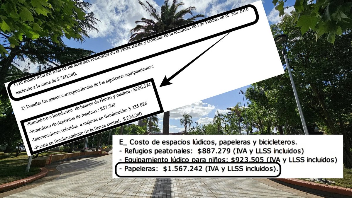 elproferaul1470's tweet image. AQUI LOS NUMEROS DE LAS PAPELERAS
Cifras obtenidas al amparo de la ley 18381;pròximamente màs documentaciòn en relaciòn con el "reacondicionamiento" de la plaza de las Piedras