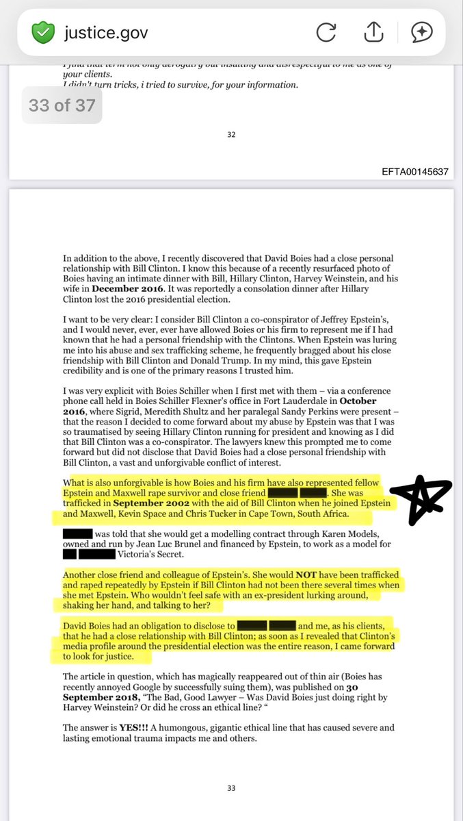 wildcardwarhol's tweet image. 🧵 I will be compiling screenshots of potential significance from the Epstein Files. 

Continuing to dig through these, so it may be a while for this thread to update.

Exhibit A:

A victim alleges a fellow victim was
trafficked in September 2002 with the aid of Bill Clinton when…