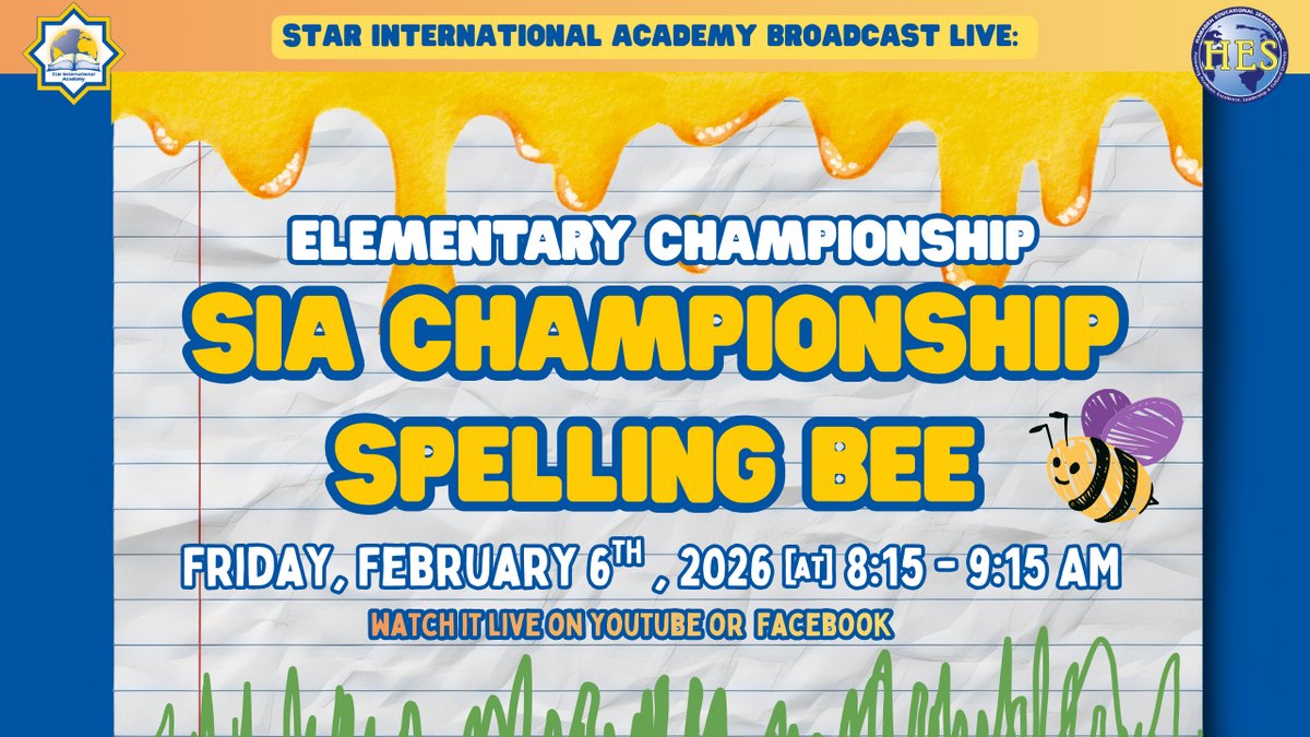Star International Academy Broadcast: Elementary Championship Spelling Bee psqr.io/1huCWjkavG via <a href="/ParentSquare/">ParentSquare</a>